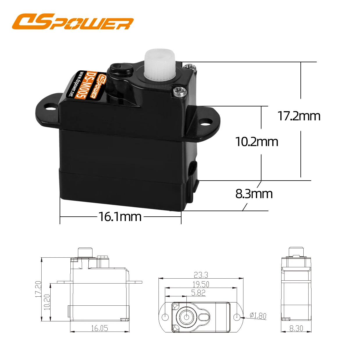 DSpower 2g Metall/Kunststoff Getriebe JR/JST Stecker Wasserdicht Mini Micro Digital Servo für RC Auto Starrflügel Flugzeug Hubschrauber Roboter Spielzeug – Detail 3