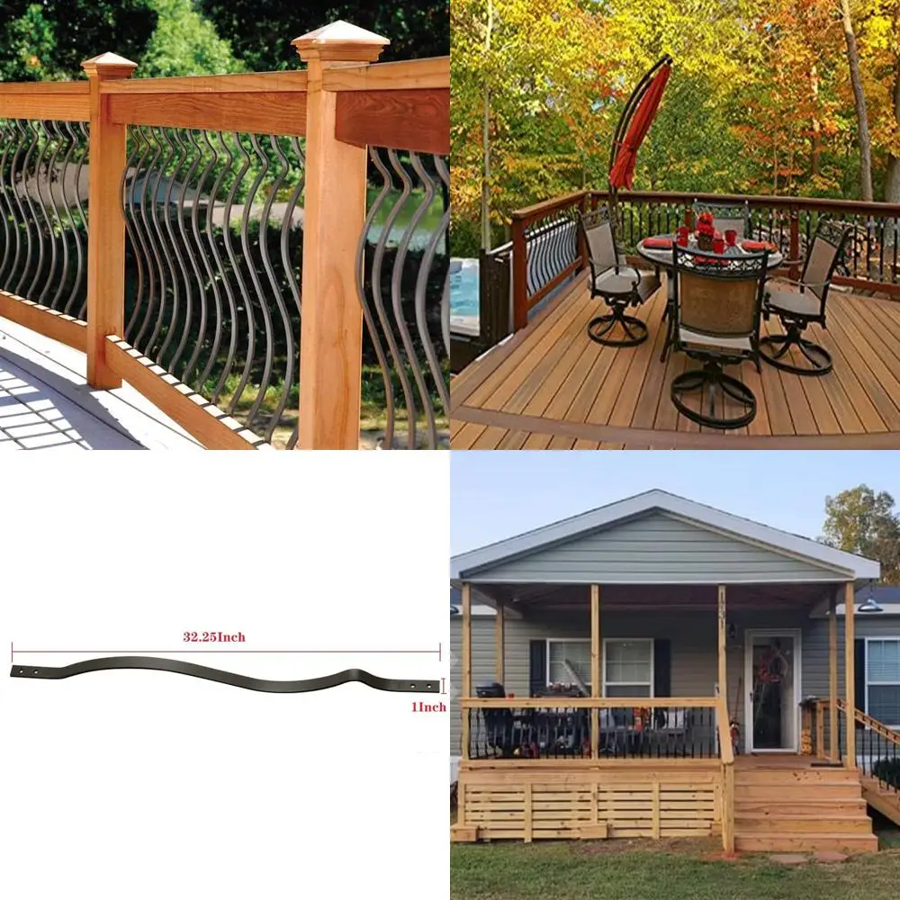 Wave Arc Balusters, 26-Piece Set, 32.25 x 1 for Outdoor Stair Deck Porch