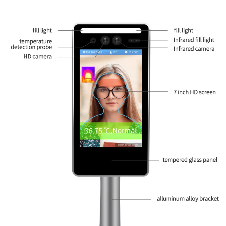 TOMMI wholesale biometric face recognition access control system fastest temperature scan in 0.5 second time attendance machine