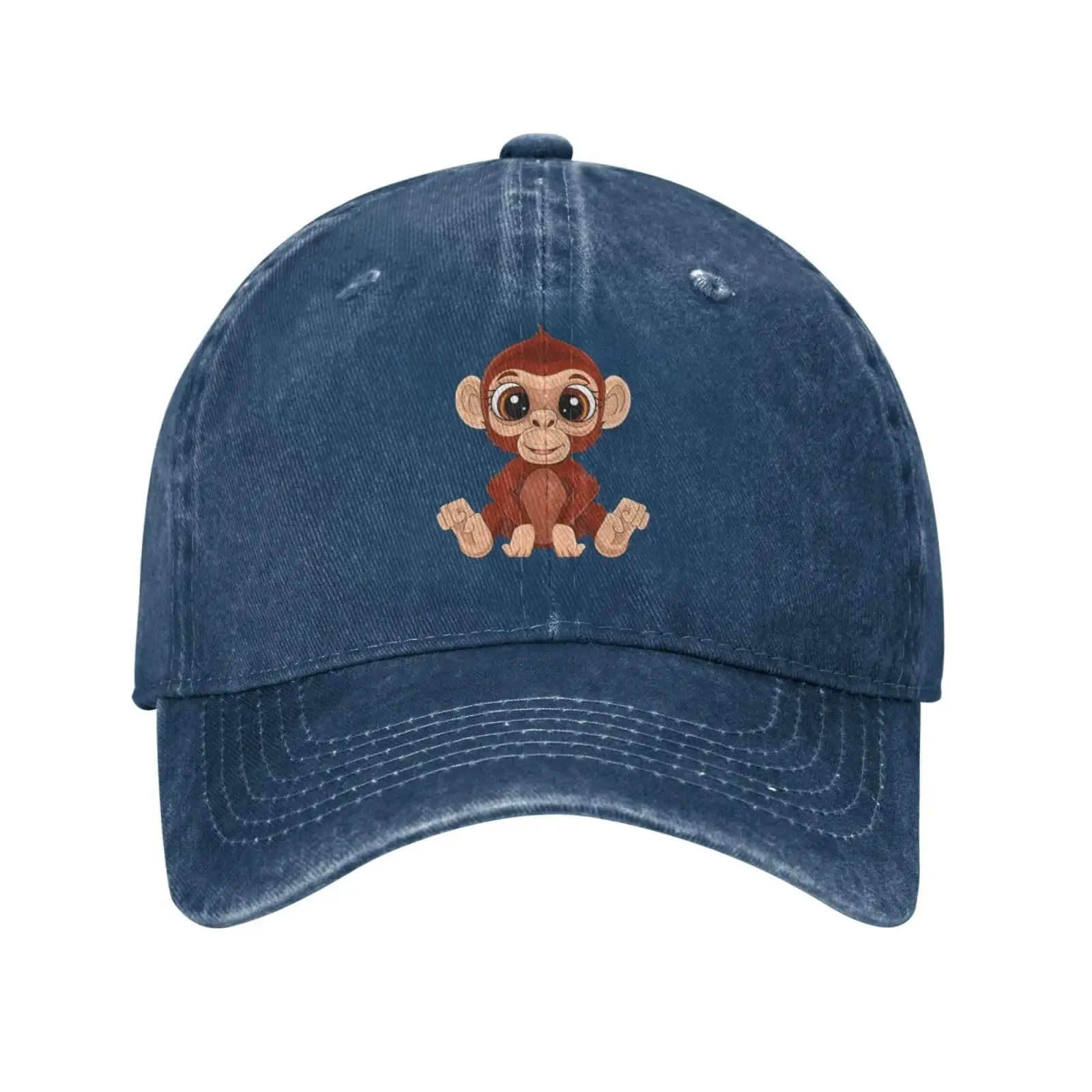 Cute Monkey Sitting On The Ground Baseball Cap for Men Women Denim Hat Washed Cotton Fashion Cap Unisex Adjustable Sports