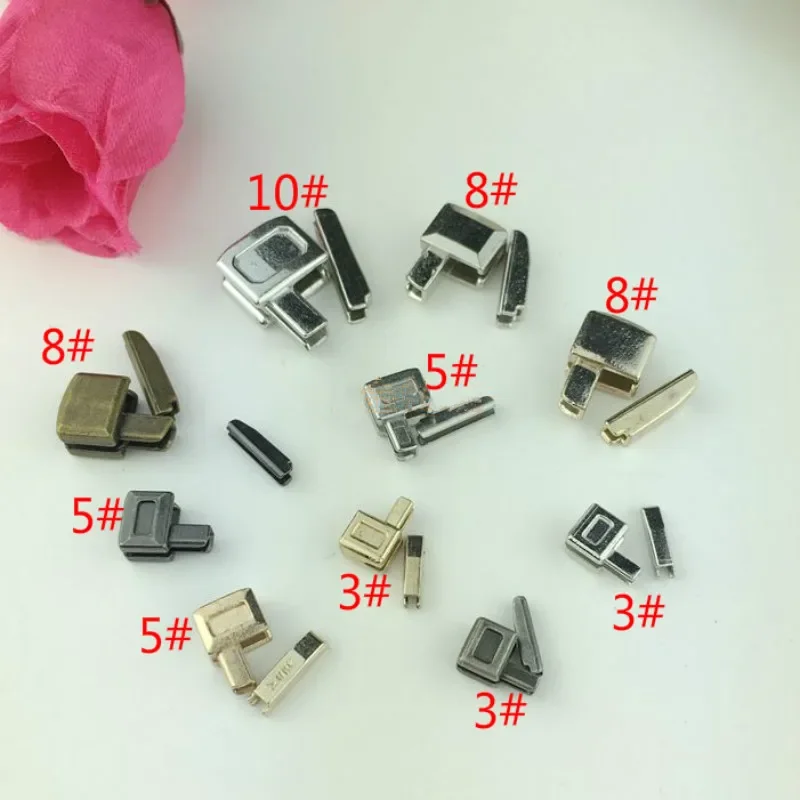 50sets/Lot 3#5#8#10#  Metal Resin Zipper Accessory Insertion Pin  Box Retainer Sewing Supplies Instant Repair