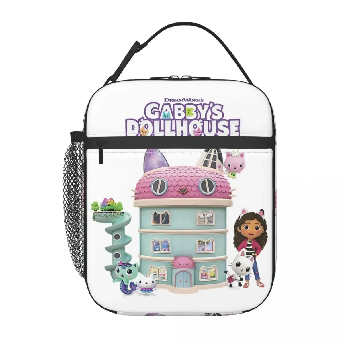 Gabbys Dollhouse Animation Anime Logo Insulated Lunch Bags for Women Portable Thermal Cooler Food Lunch Box Kids School Children