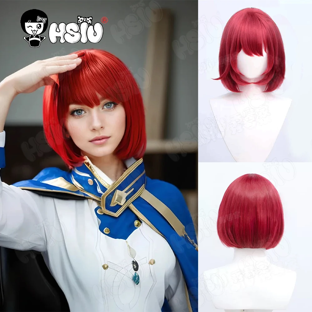 Shirayuki Cosplay Wig Fiber synthetic wig「HSIU 」Bright red short Wig Anime Akagami no Shirayukihime Shirayuki cosplay Wig