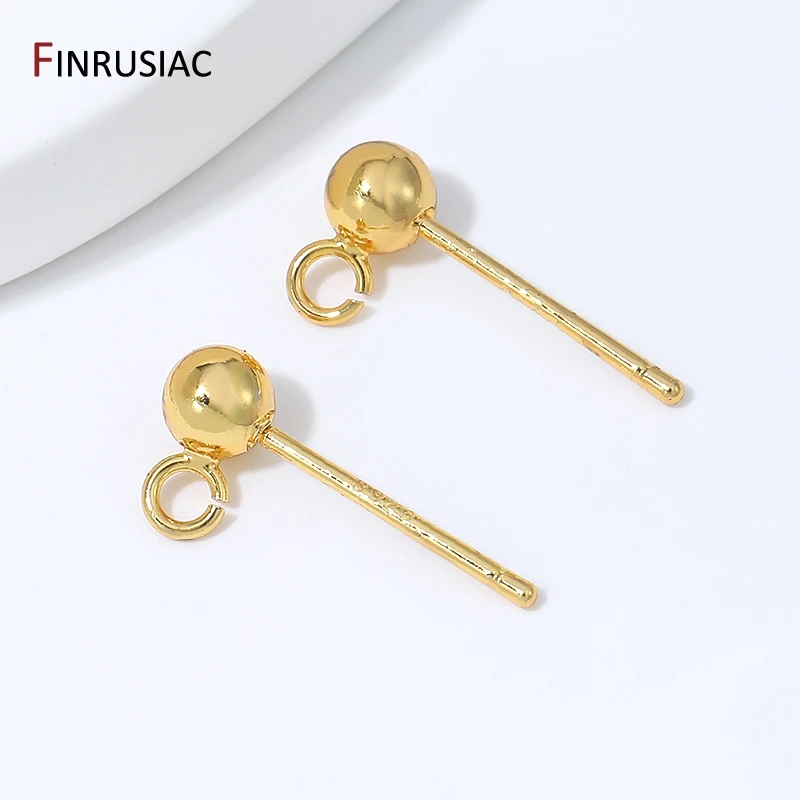 Pendientes de botón con base de latón chapado en oro de 18 quilates, con argolla para la creación de pendientes DIY