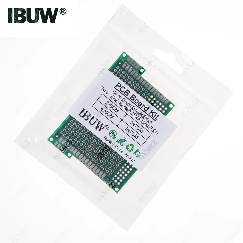 4pcs Green Assorted Size PCB Prototype Board 2x8/3x7/4x6/5x7CM Universal Breadboard for Arduino DIY Electronics Project