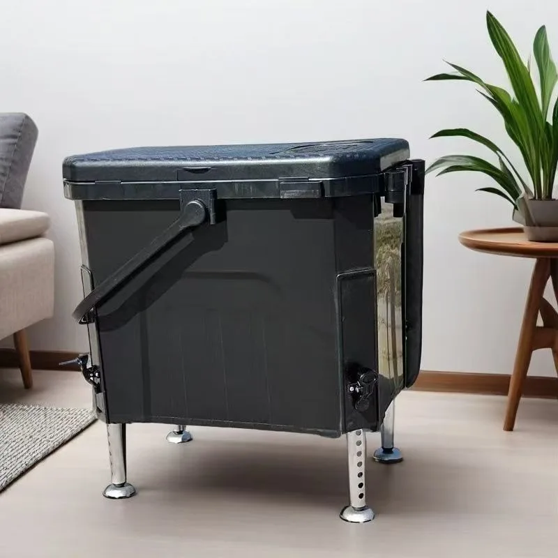 

2026 Four-leg Adjustable Fishing Bucket Outdoor Portable Fishing Gear Lightweight Storage Box Black Durable Fishing Box