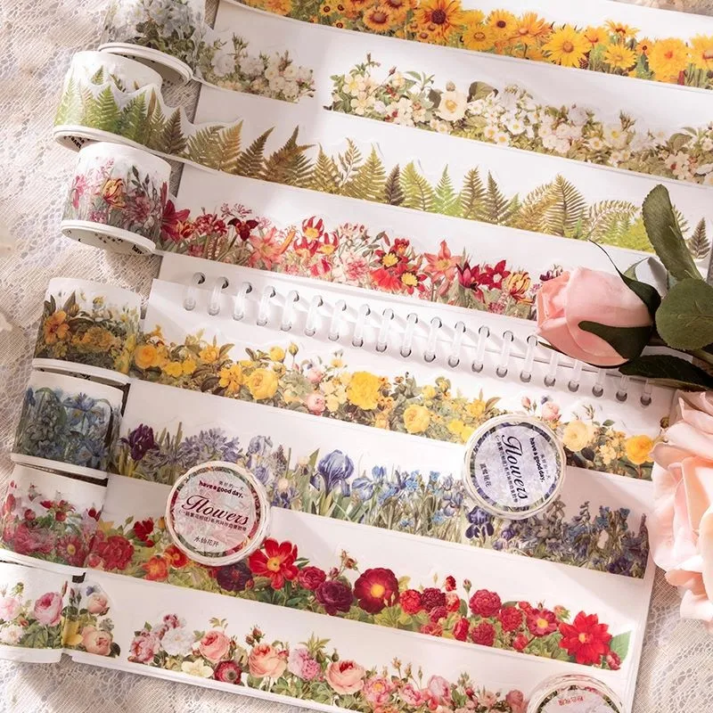 Washi Tapes Leaves Flower Pattern Decorative Adhesive Tape For Scrapbooking Diy Crafts And Gift Wrapping Office Party Supplies