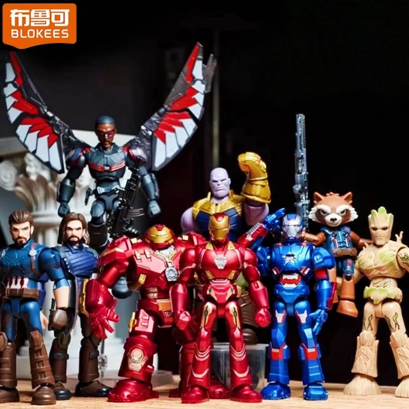 Blokees Marvel Superhero Assembly Kits Star Series الرجل الحديدي اللبنات MK50 الرجل العنكبوت نموذج أرقام ديكور الطاولة #3