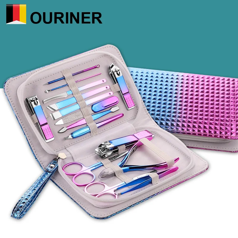 Manicure Set 9 In 1 Full Function Kit Professional Stainless Steel Pedicure Sets With Leather Portable Case Idea Gift