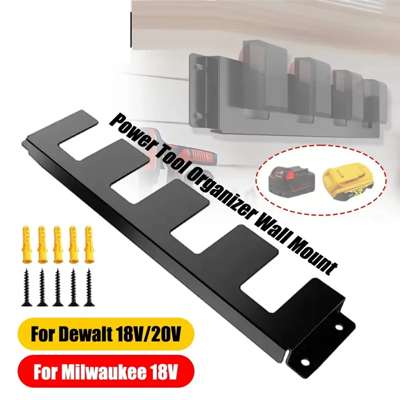 My Home Battery Storage Rack For  18V Metal Wall-Mounted Battery Organizer Li- Battery Bracket Fixing Battery Holder