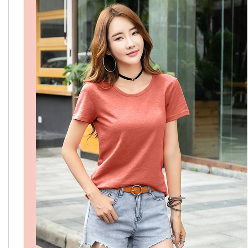 MRMT 2024 Brand New Ladies Short Sleeve T-Shirt Slub Cotton Loose Breathable Pure Cotton T-Shirt Casual Top Women’S Tshirt