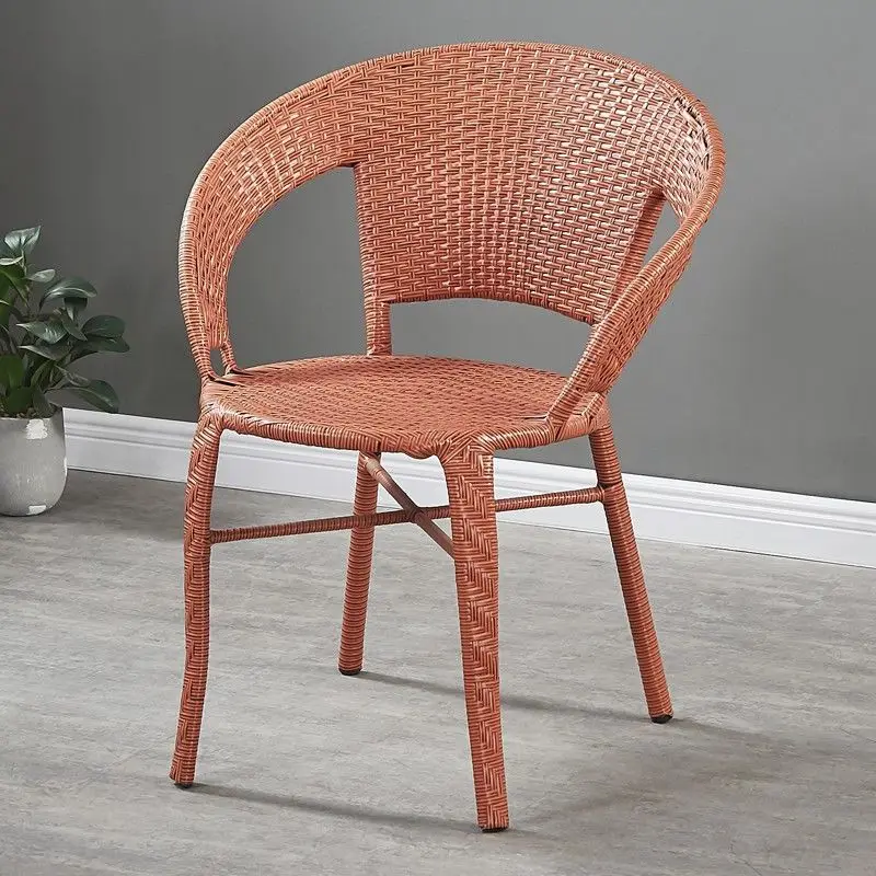 Outdoor rattan chair single leisure back chair woven home elderly courtyard outdoor simple balcony small  table chair