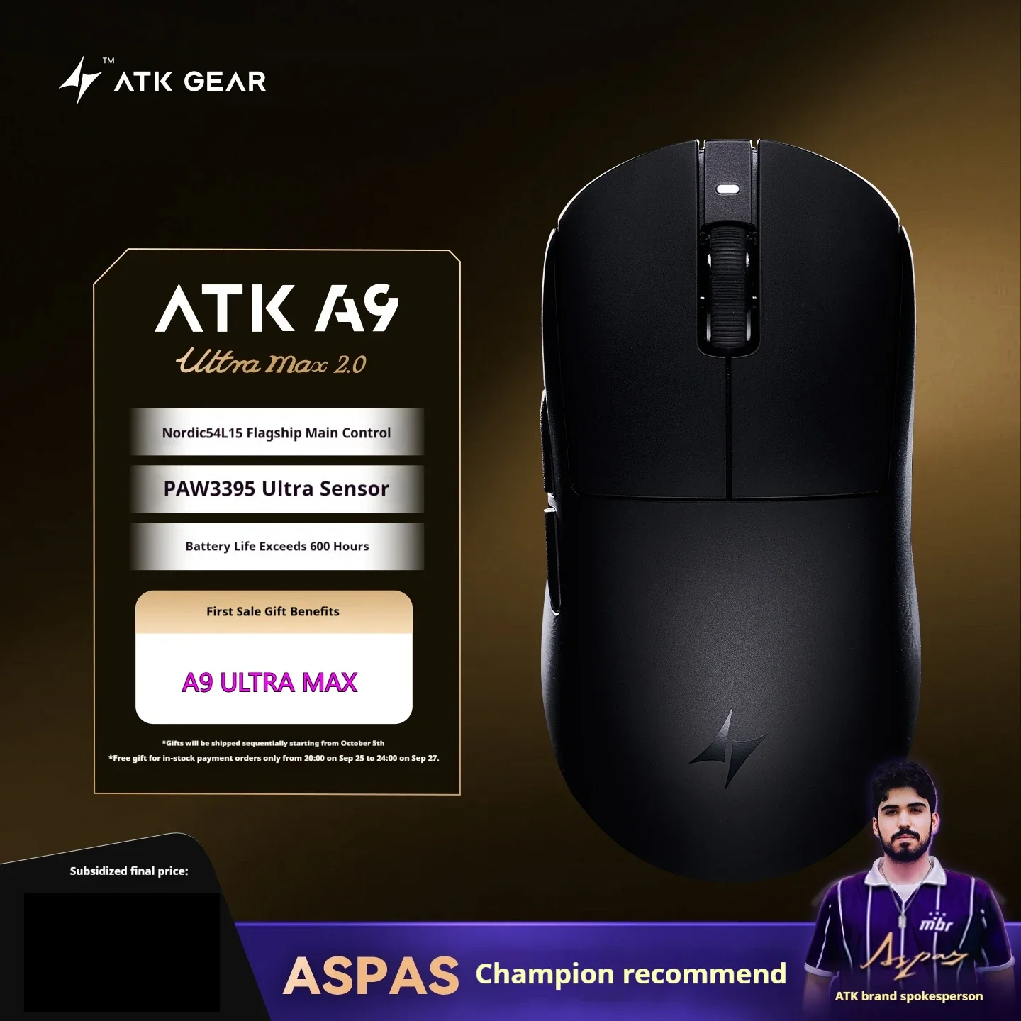 新型 Atk A9 Ultimate ワイヤレスゲーミングマウス A9ultra Max