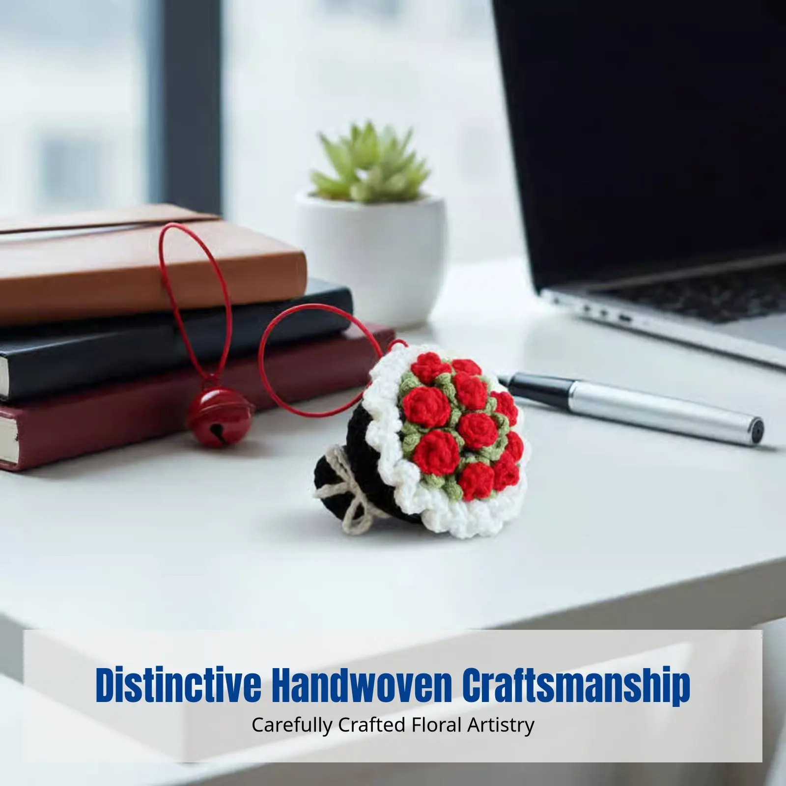 

Брелок ручной работы с мини-композицией из цветов, вязаное украшение, креативный подарок на день рождения, декор для сумки, случайный дизайн