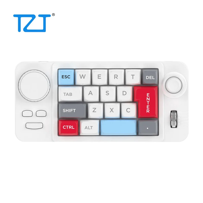 TZT Mini teclado Macro integrado programable de 19 botones en blanco y negro, teclado mecánico con interruptor rojo y efectos de luz coloridos