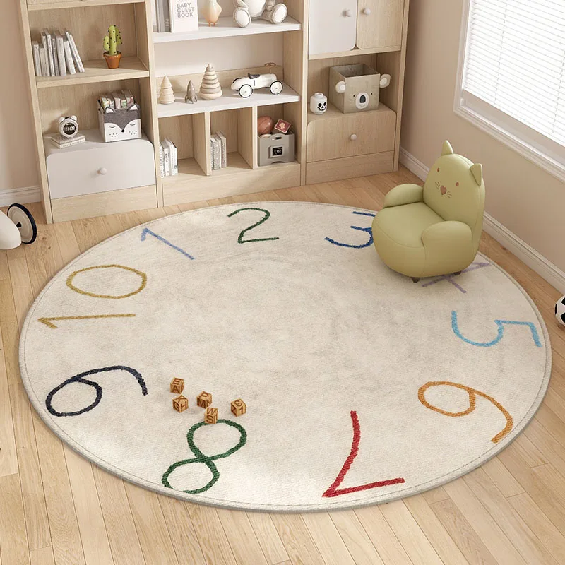 Cartoon Pattern Living Room Decoration Plush Carpet Cute Round Rugs for Bedroom Thicken Bedside Floor Mat Fluffy Soft Lounge Rug
