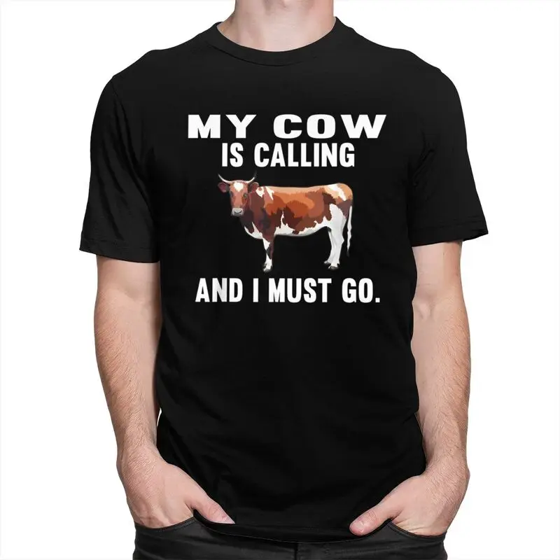 À la mode ma vache blanche brune appelle et je dois aller T-shirt hommes pur coton T-shirt ferme amoureux des animaux t-shirts de mode