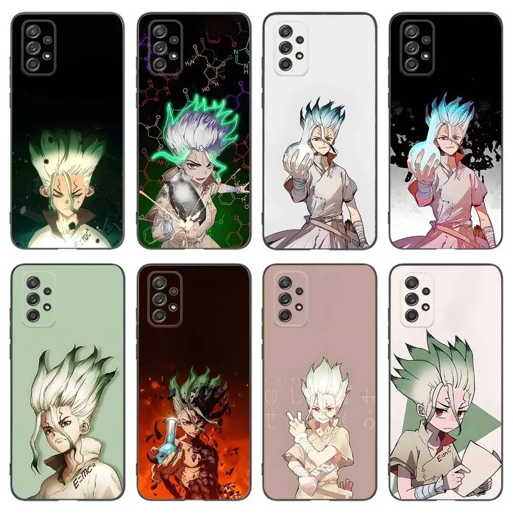

S-Senku Anime Ishigami Phone Case For Samsung Galaxy A13,A21s,A22,A31,A32,A52,A53,A71,A80,Soft Black Shell