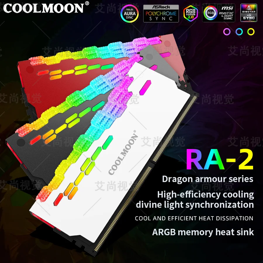 

Cool Moon RA-2 Dragon Armor Memory Radiator 5V ARGB Divine Light Synchronization Illusion Memory Stick Vest Glow Shell