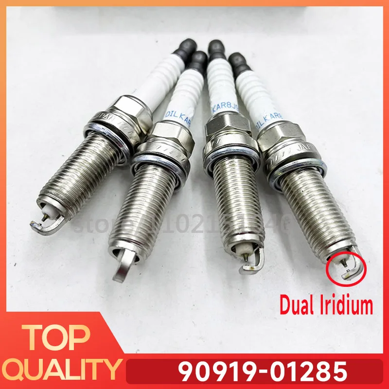 

4PC Dual Iridium Spark Plug 90919-01285 DILKAR8J9G for TOYOTA COROLLA C-HR CHR AURIS 1.2L NISSAN GT-R GTR 8NR-FTS VR38DETT