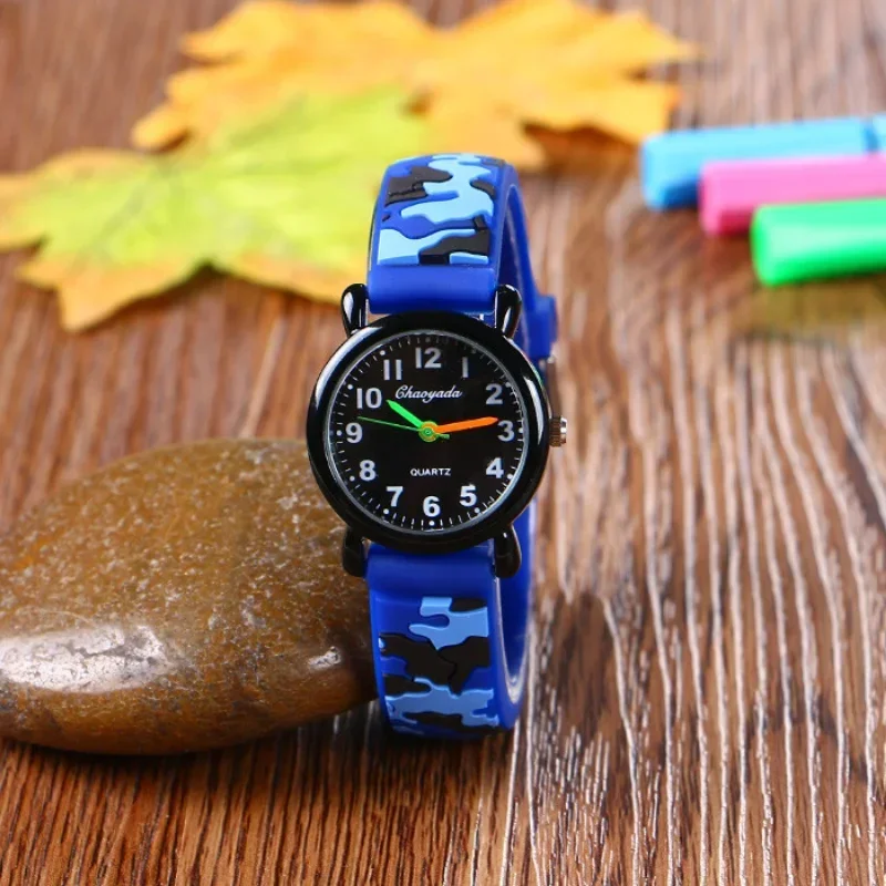 Reloj para niños con correa de camuflaje de marca, relojes de cuarzo de dibujos animados para estudiantes, niños y niñas, reloj de pulsera deportivo para fanáticos del ejército, envío directo