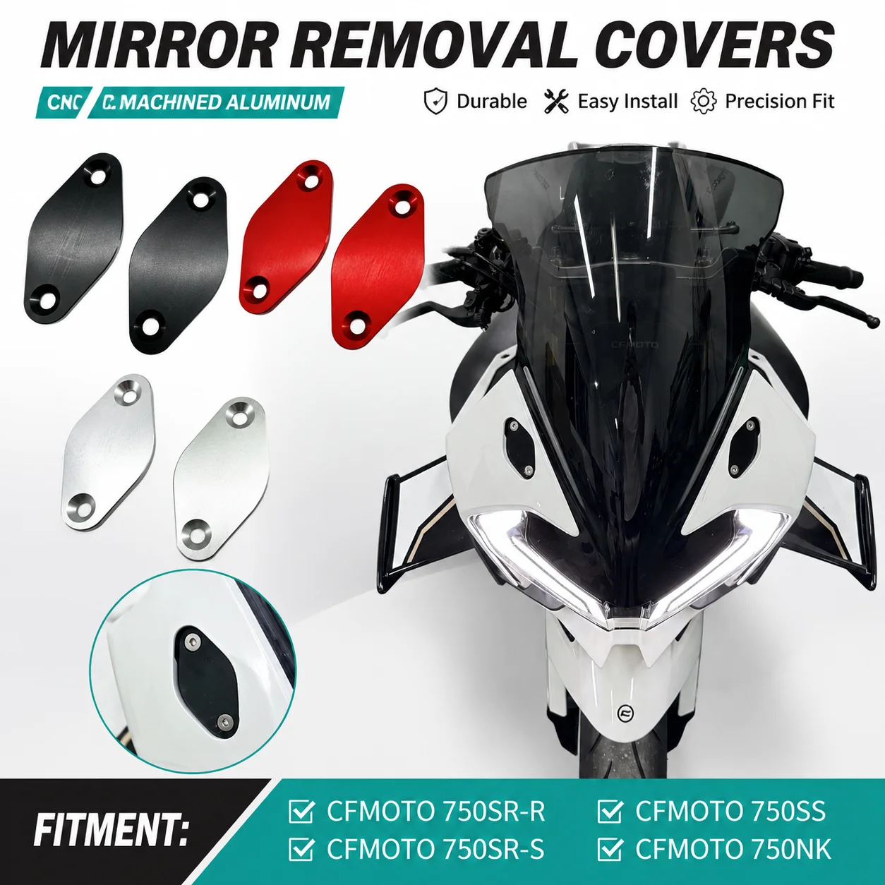

For CFMOTO 750SS SS 750 750R 2025 2026+ Motorcycle Rearview Mirror Plug Cover Removed Restore Concept Trim Cover