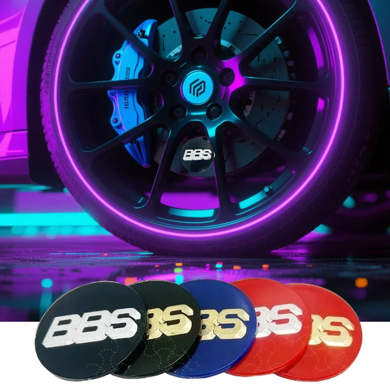 

4PCS BBS Style Wheel Center Caps - 56/60/65/70mm Gloss Black ABS Hub Covers for Universal Car Rim Decoration