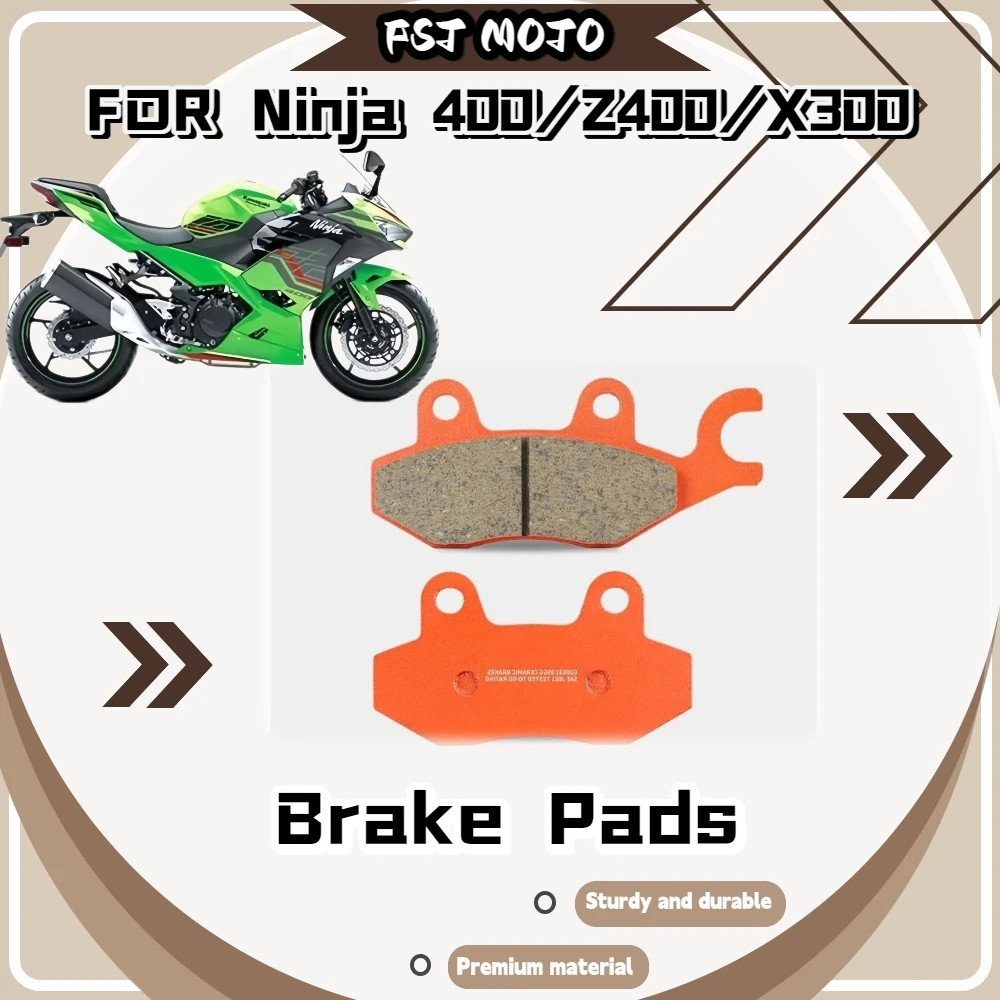 For NINJA400 Z400 X300 Front Rear Brake Pads Ceramic Super Alloy Strong Braking Force Low Frequency Noise Wear Resistant