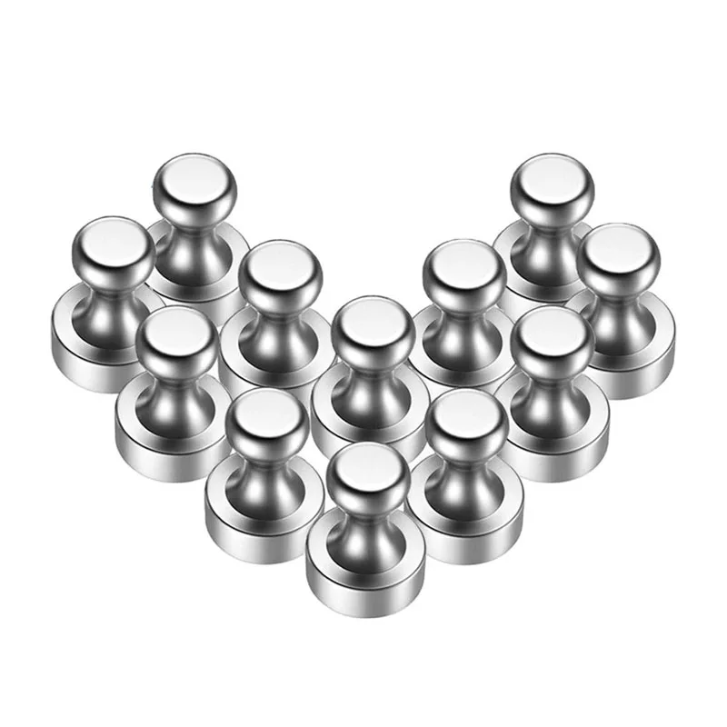 Strong Magnetic Pushpins Silver Thumbtack Metal Fridge Mag NdFeB Map Push Pin Door Organiser Keys Coat Hanger Kitchen Game Use