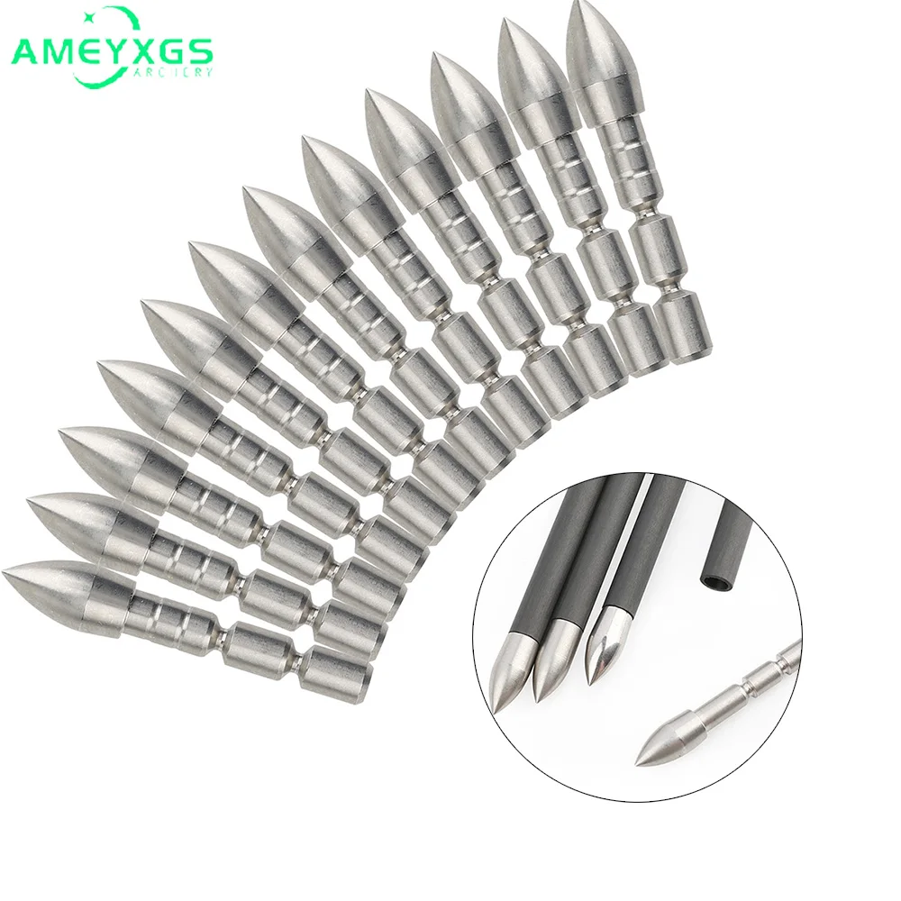 

12pcs Arrowheads Target Point Stainless Steel Broadhead 60-200gn for ID 4.2mm Arrow Shaft Archery Practice Hunting Accessories
