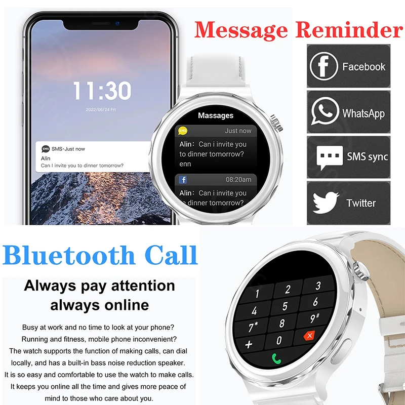 Połączenie Bluetooth inteligentny zegarek kobiety 1.32 cal 390*390 ekran HD panie Smartwatch monitorujący tętno Monitor ciśnienia krwi zegarki