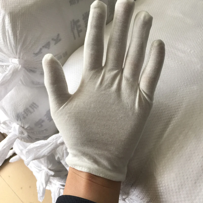 1 Pairs White Cotton Gloves 8\