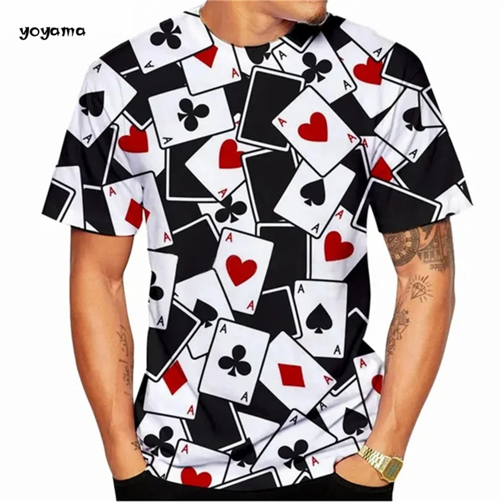 Fashion Men's T-Shirt 3D Poker Printed Short Sleeve T-Shirt Hip Hop Round Neck Top Summer Men's Oversized Street Casual Clothing