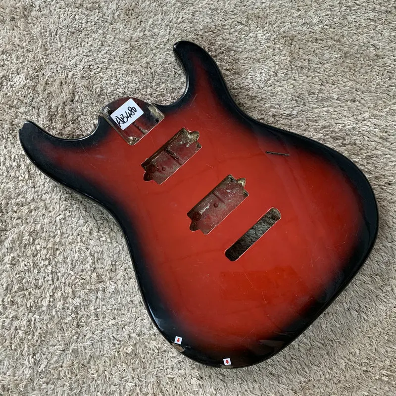 Custom Electric Guitar Body 2 Humbucker Pickups Red Color Custom Tremolo with Damages and Dirty Sepcial Sales AB480