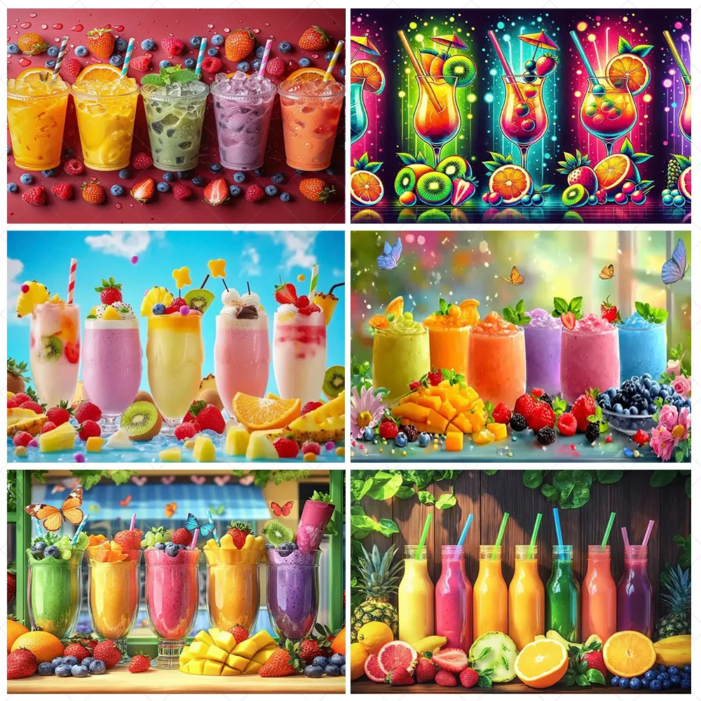 

Colorful Beverage Fruit Theme Background Banner Juice Cocktail Backdrop Supplies Birthday Party Decoration Bar Photography Props