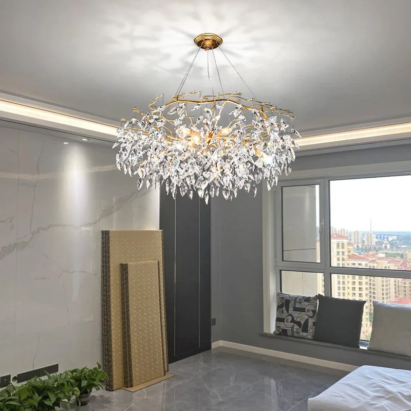 Modern LED Crystal Chandelier, Luxury Home Decor, Lâmpada para sala de estar, Hotel Hall, Villa Art Iluminação