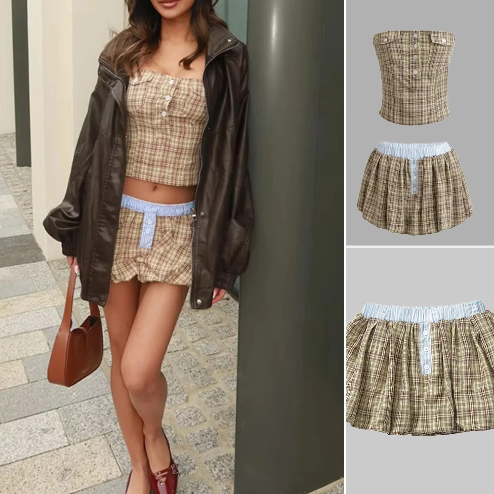 

Mia Muse Boutique весна лето Hotsweet комплекты в стиле K клетчатые однобортные мини-повседневные комплекты без рукавов с натуральной талией для женщин