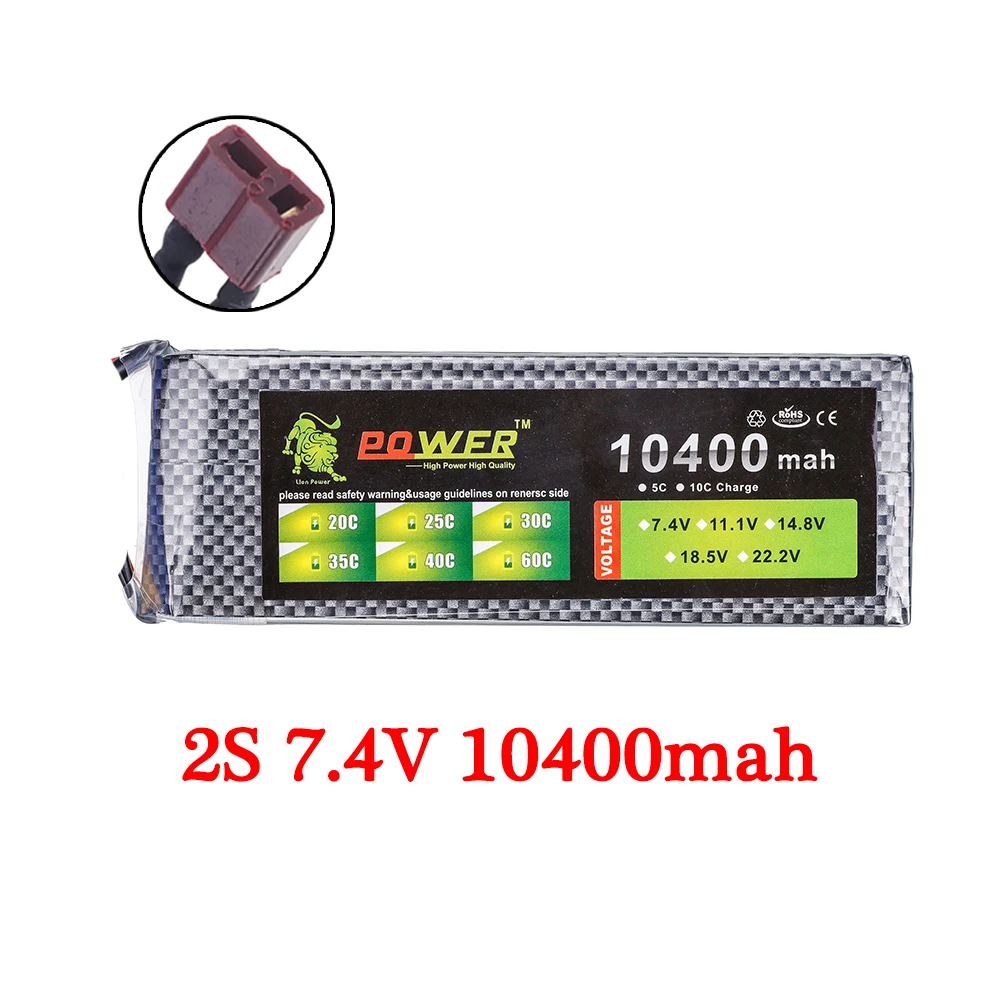 7.4v 11.1v 14.8v 22.2v 10400mAh Lipo Batterij Voor RC Quadrotor Drones Racewagen Boten Onderdelen 2s 3s 4s 6s Oplaadbare Batterij