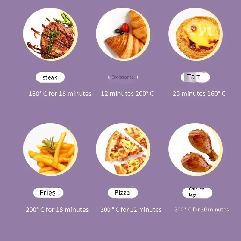2024년 핫세일 가정용 에어프라이어 8L 대용량 바스켓 포함 무오일 전기 스마트 디스플레이 에어 오븐 (주방용)