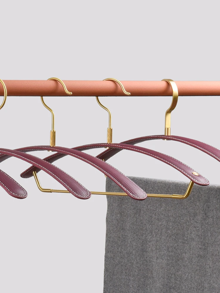 Clothes Hanger Rotating Copper Coat Hook Light Luxury Leather Clothes Hanging Household Metal Pant Rack Bedroom Wardrobe Adult