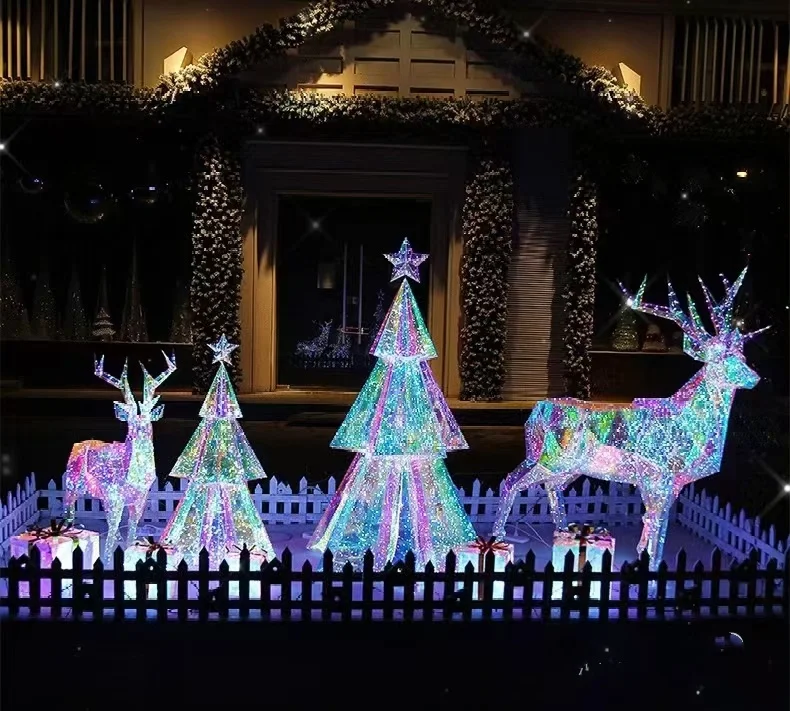 

he-2024 Latest Hexagon Shape Outdoor Christmas Decoration with LED Adjustable Lights Customizable Size & Color！