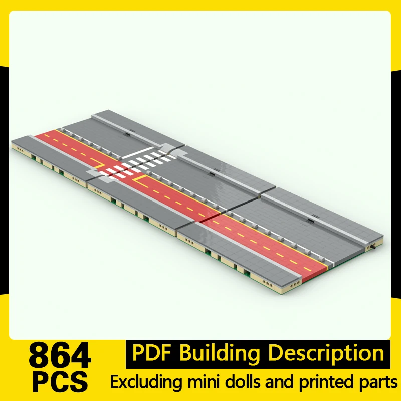 City Street View Model MOC Building Bricks Road With Bike Path Modular Technology Gifts Holiday Assemble Children Toys Suit