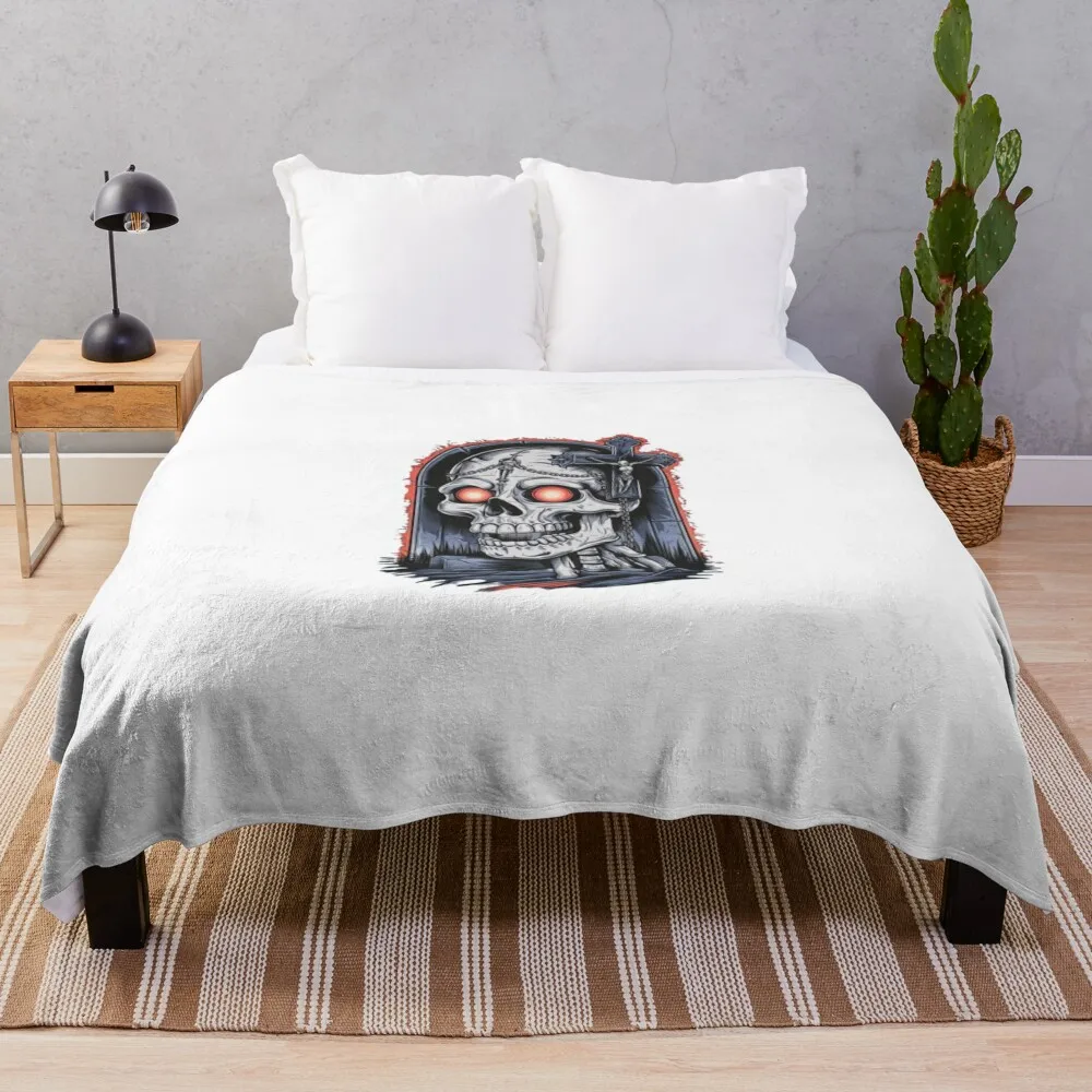 Gothic Vintage Skeleton Graphic Tee: A Retro 90s Revival Throw Blanket warm for winter Multi-Purpose Blankets