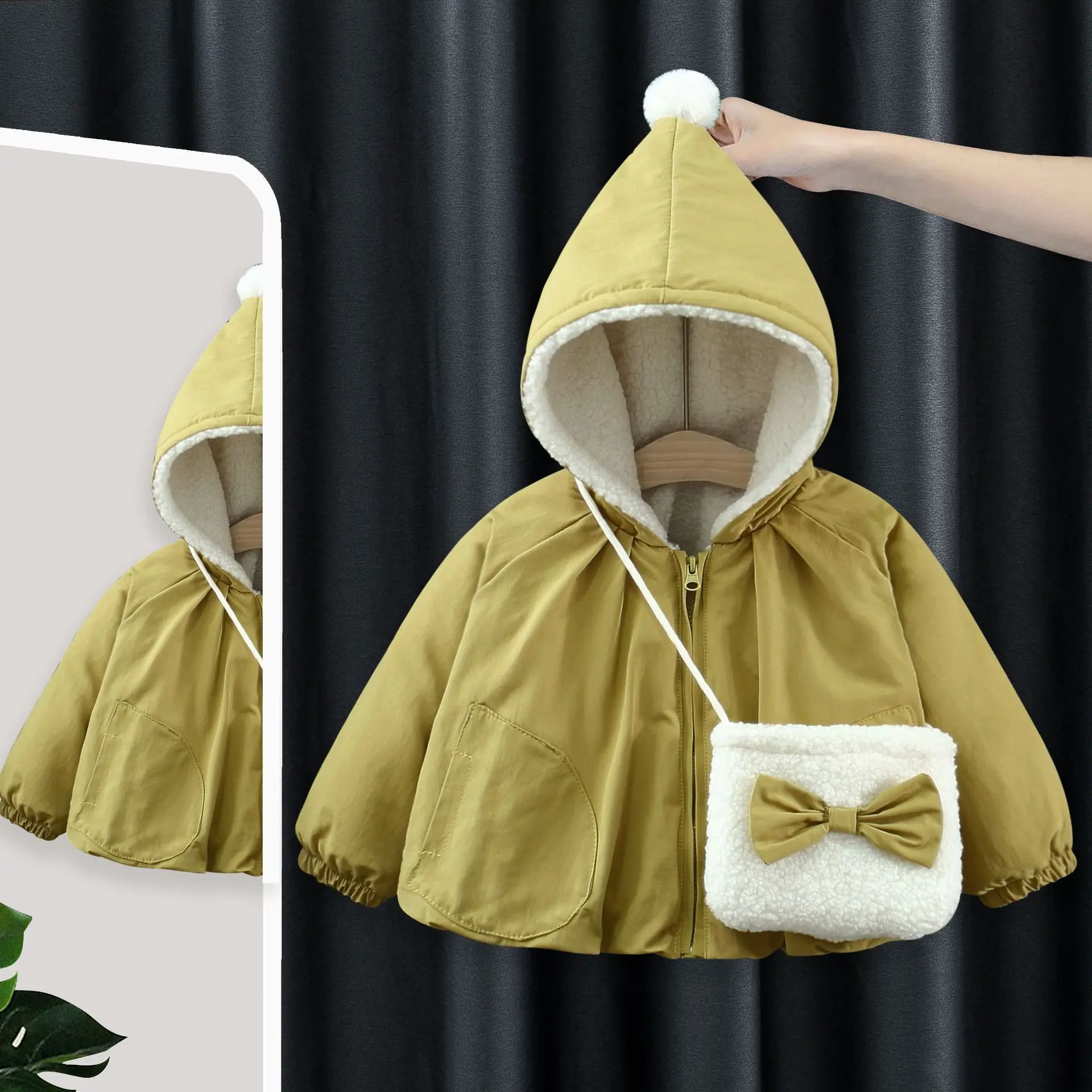 

Girls Cotton Coats Winter 2025 Children Thick Velvet Hoodies Jackets For Baby Girl Warm Clothes Kids Cute Down Tops Outerwear 4Y