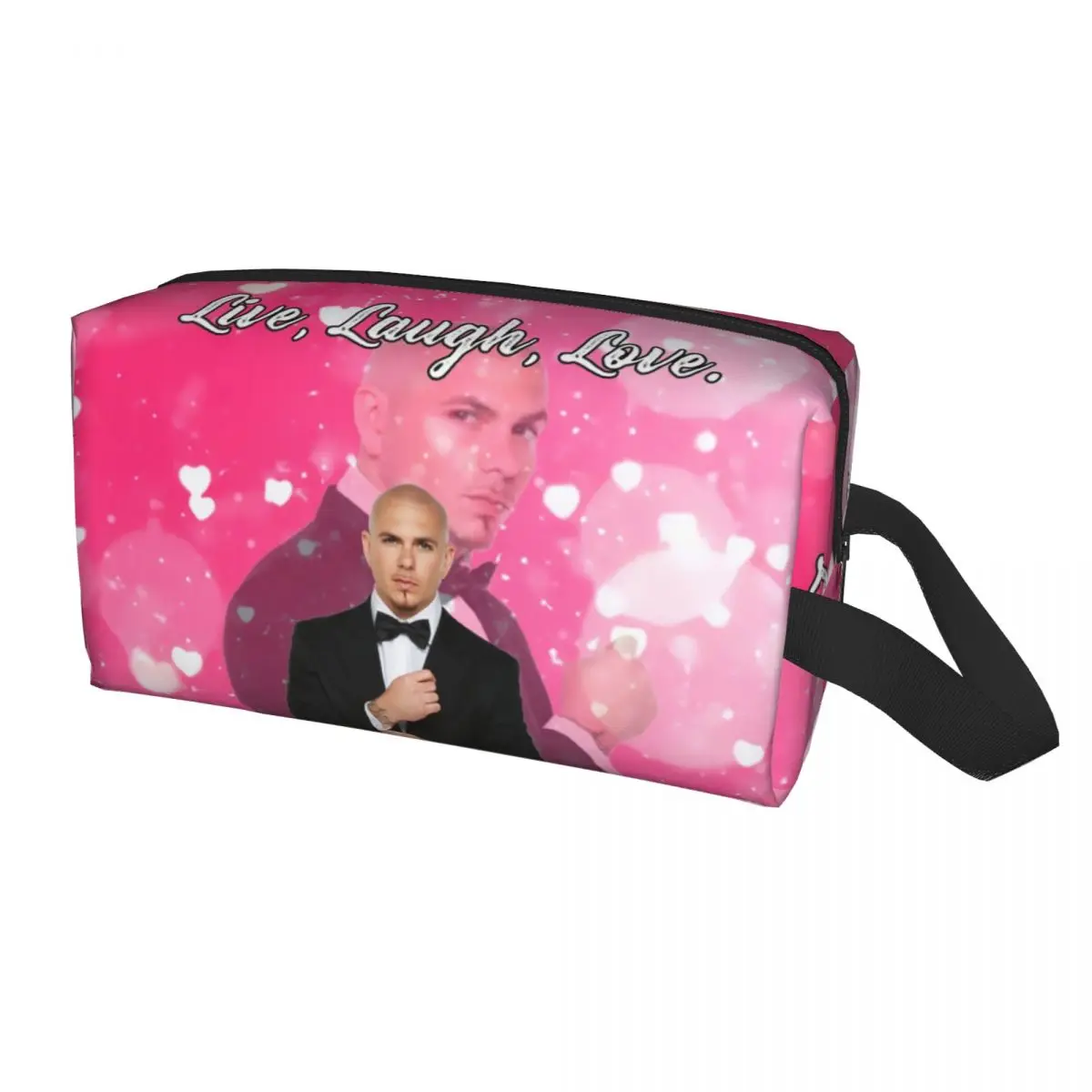 Mr Worldwide Says To Live Laugh Love Pink Makeup Bag Women Travel Cosmetic Organizer Cute Pitbull Storage Toiletry Bags