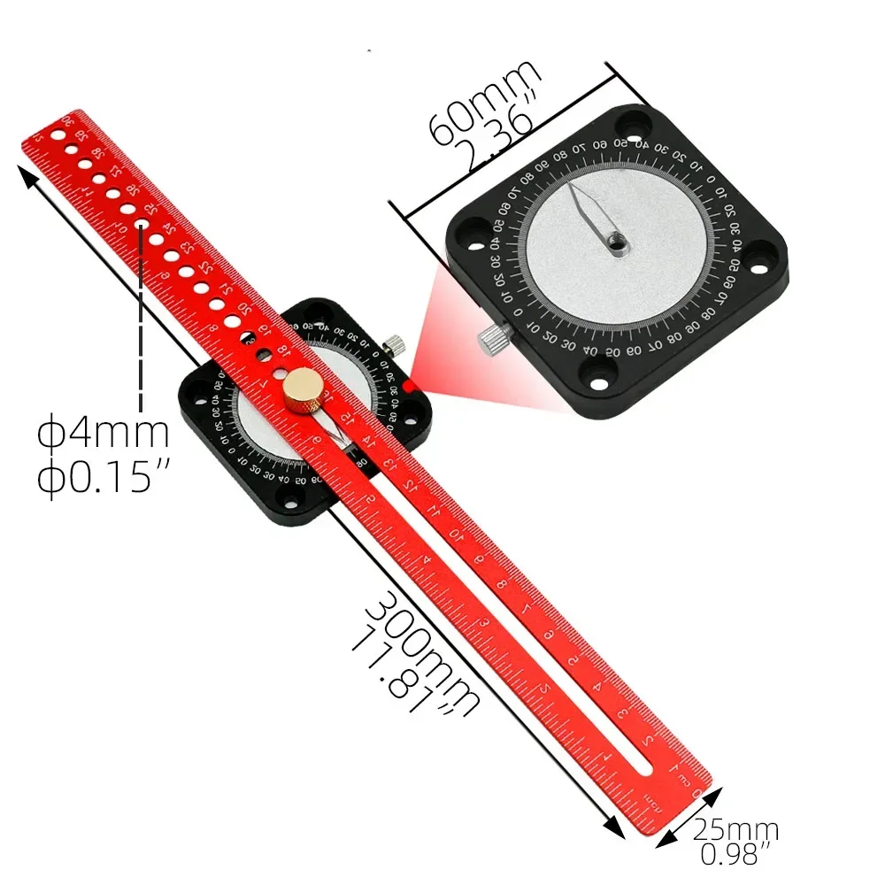 DIY Measuring Tools Woodworking Precision Scriber T-type 360° Angle Ruler Aluminum Marking Gauge Line Drawing Compass