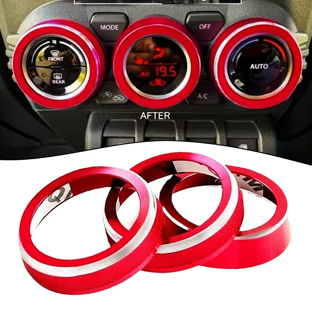 

3pcs Red Air Conditioning Switch Knob Trim Ring For Suzuki JB64 JB74 2018-2020 AC Control Ring Ignition Key Ring Switch Sticker