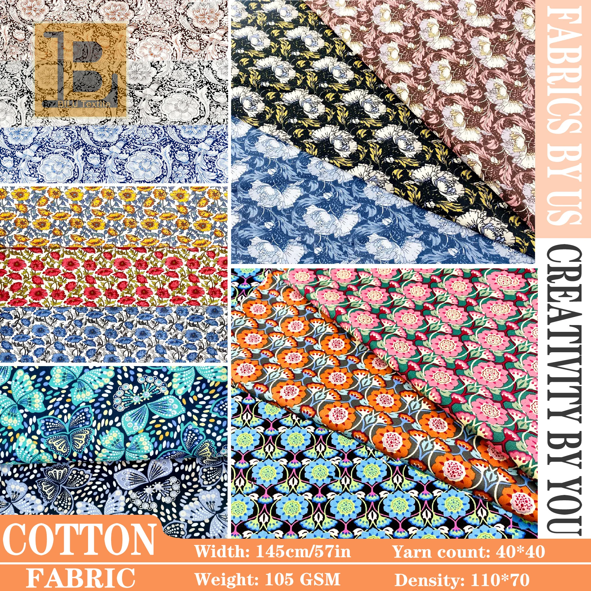

Morris Style 40s Count Pure Cotton Fabric - Vintage Floral Print for Quilting, Dresses & Kids' Apparel (per meter)