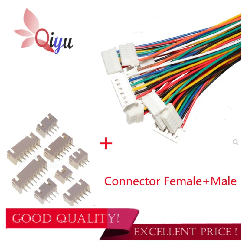 10 sets of JST xh2.54 2.54 mm male female cable plug socket 10/20/30 cm wire 1007-26awg 2/3/4/5/6/7/8/9/10/11/12p