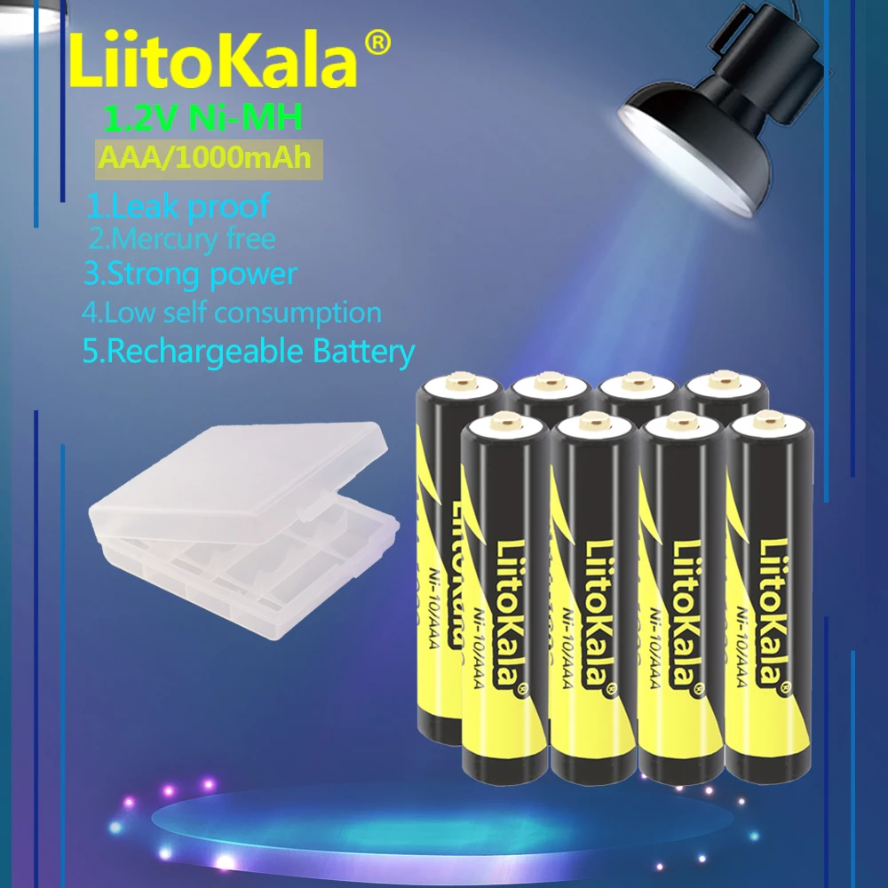 4-24PCS LiitoKala Ni-10/AAA 1.2V 1000mAh NiMH AAA Rechargeable Battery Suitable for Toys, Mice, Electronic Scales, Mouse Etc.